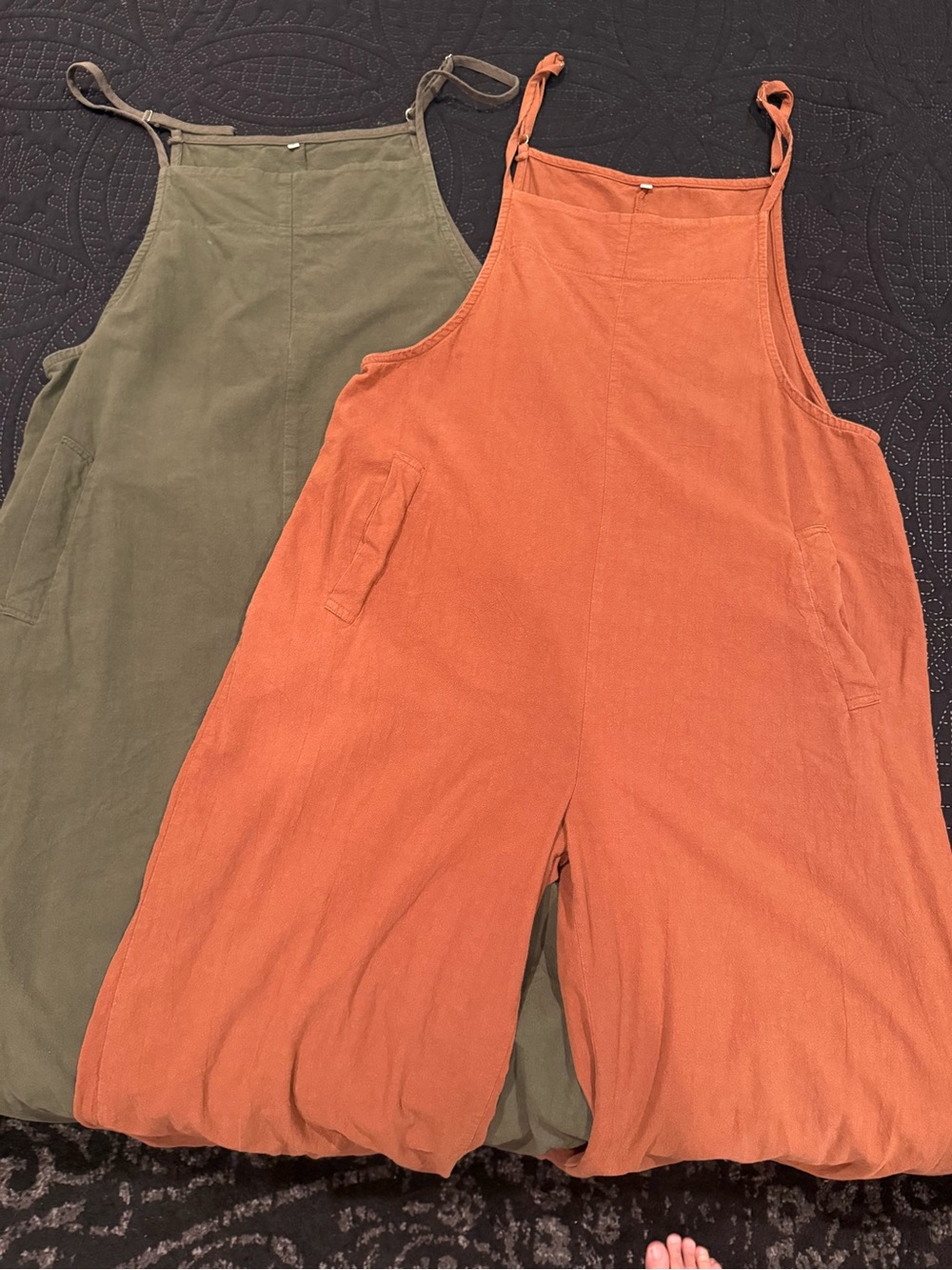 Orange Cotton Blend Jumpsuit with Adjustable Straps - Picture 2 of 7
